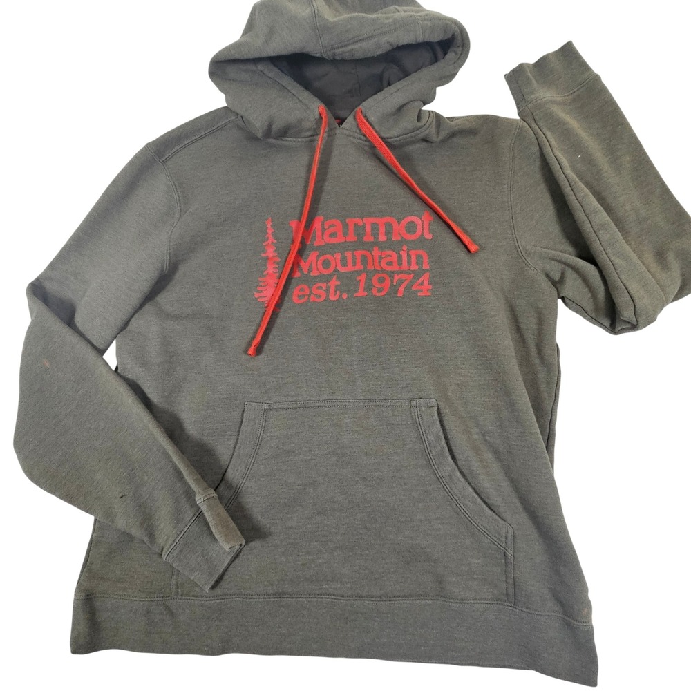 Marmot Mountain Mens Graphic Hoodie Olive Green Pullover Sweatshirt M901069 L